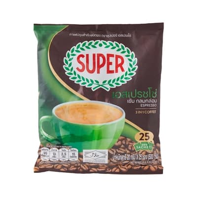 ซุปเปอร์ กาแฟปรุงสำเร็จ 3 อิน 1 คอฟฟี่ริช 20ก. แพ็ค 25