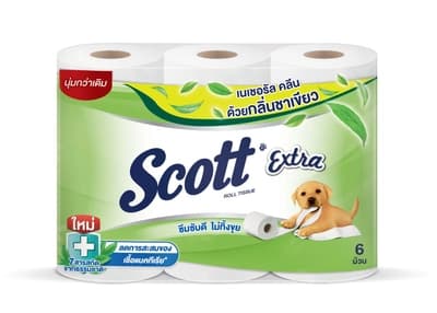 สก๊อตต์ เอ็กซ์ตร้า กระดาษชำระ หนา 2 ชั้น เนเชอรัลคลีน กลื่นชาเขียว 6 ม้วน