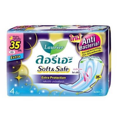 ลอริเอะ ผ้าอนามัยซอฟท์&แซฟกลางคืน 35ซม. 4ชิ้น