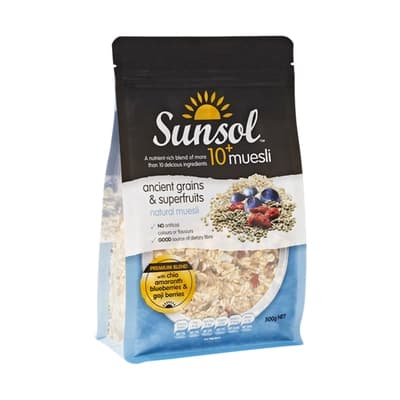 SunSol Ancient Grains & Superfruits Muesli 500G.