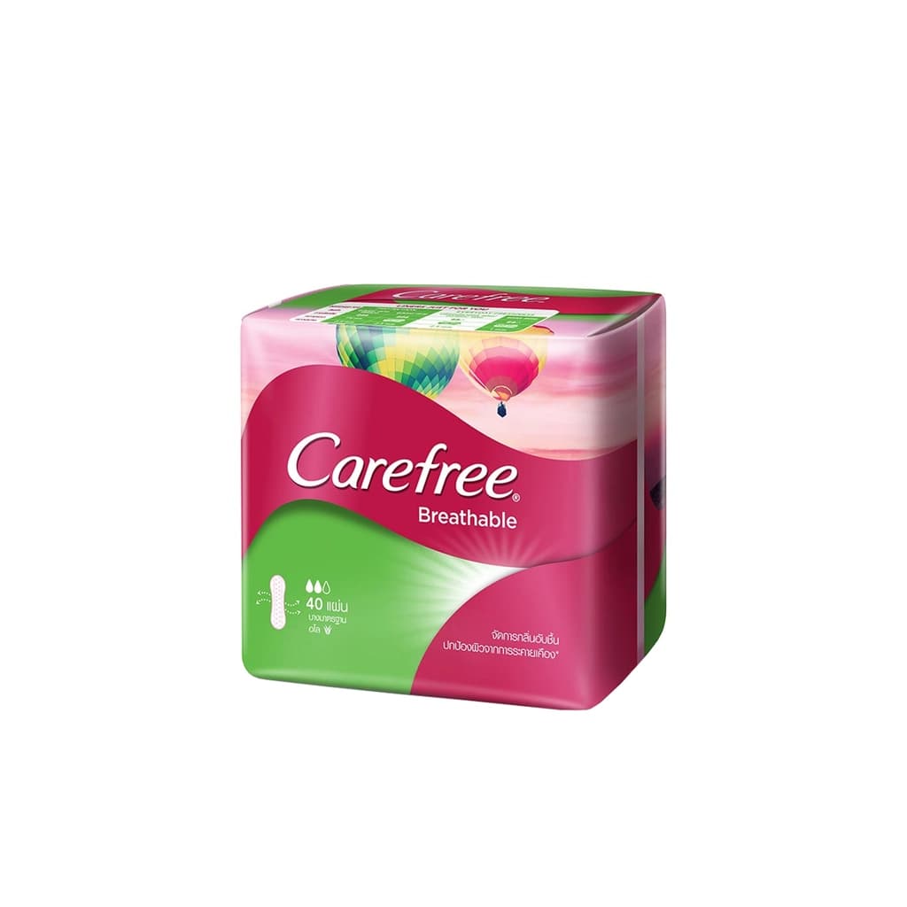 แคร์ฟรี แผ่นอนามัยบรีทเอเบิ้ลอโลแบบมาตรฐานมีกลิ่นหอม 40ชิ้น