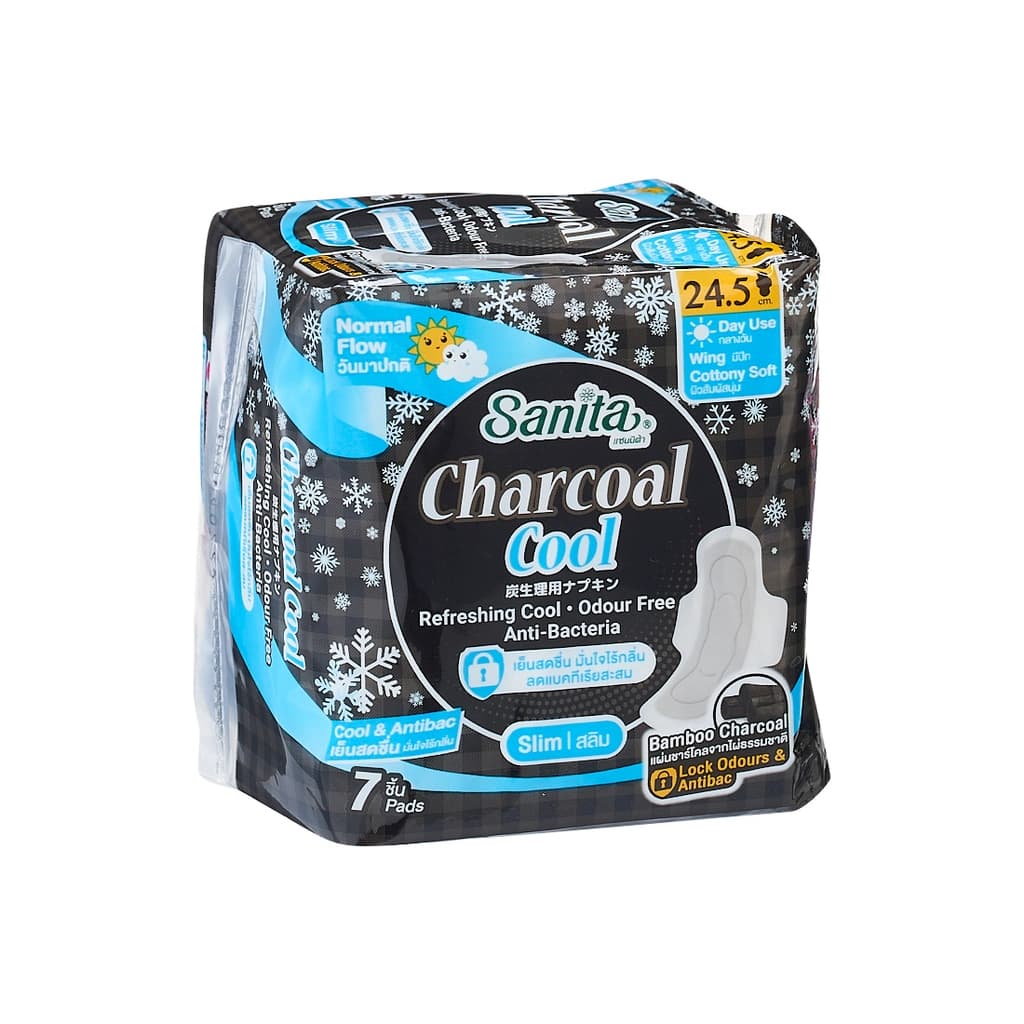 SANITA CHARCOAL COOL 24.5CM. SLIM WING 7PCS.