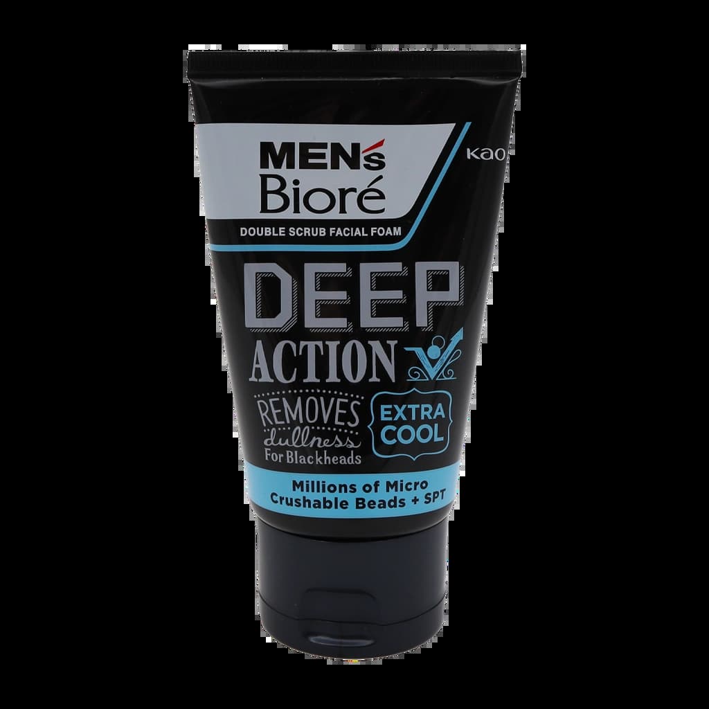 Biore Men's Facial Foam Double Scrub Deep Clean Extra Cool 100Gm